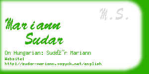 mariann sudar business card